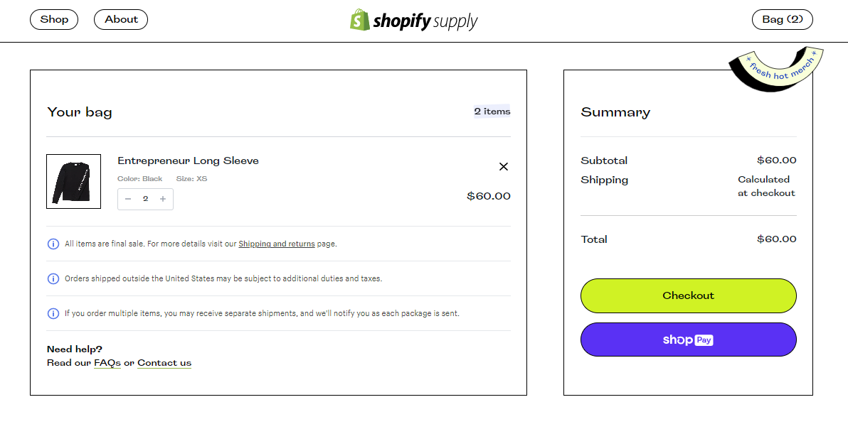 Shopify One Page Checkout