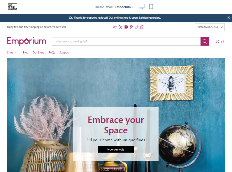 Shopify Flex Theme layout options - Emporium
