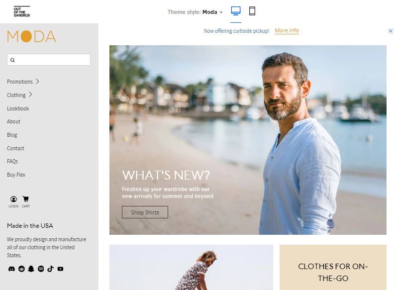 Shopify Flex Theme layout options - Moda