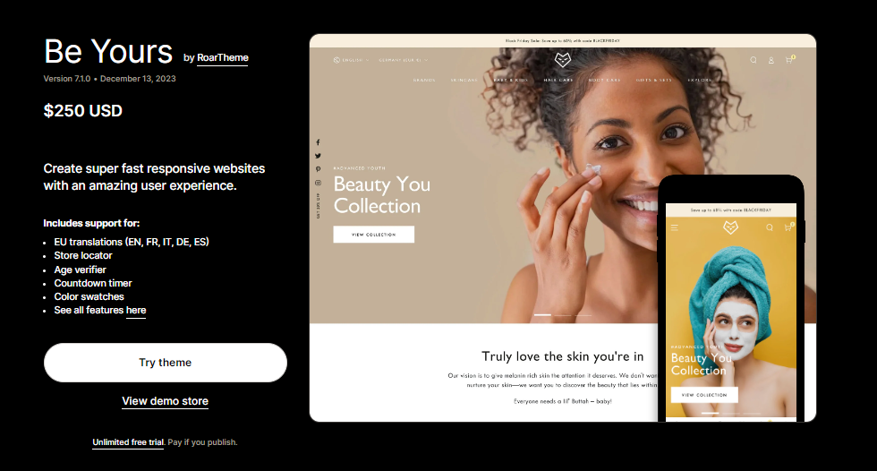 Shopify Responsive Theme - Be Yours
