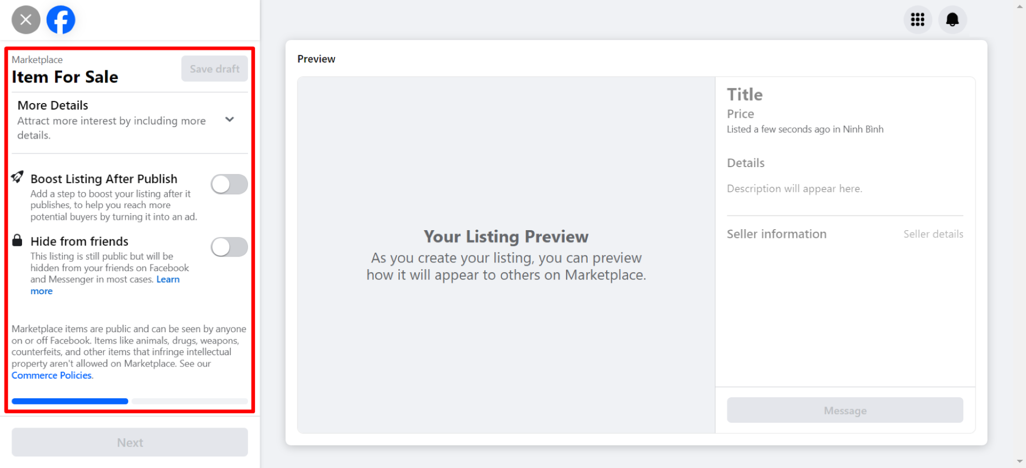 how to sell on facebook marketplace locally