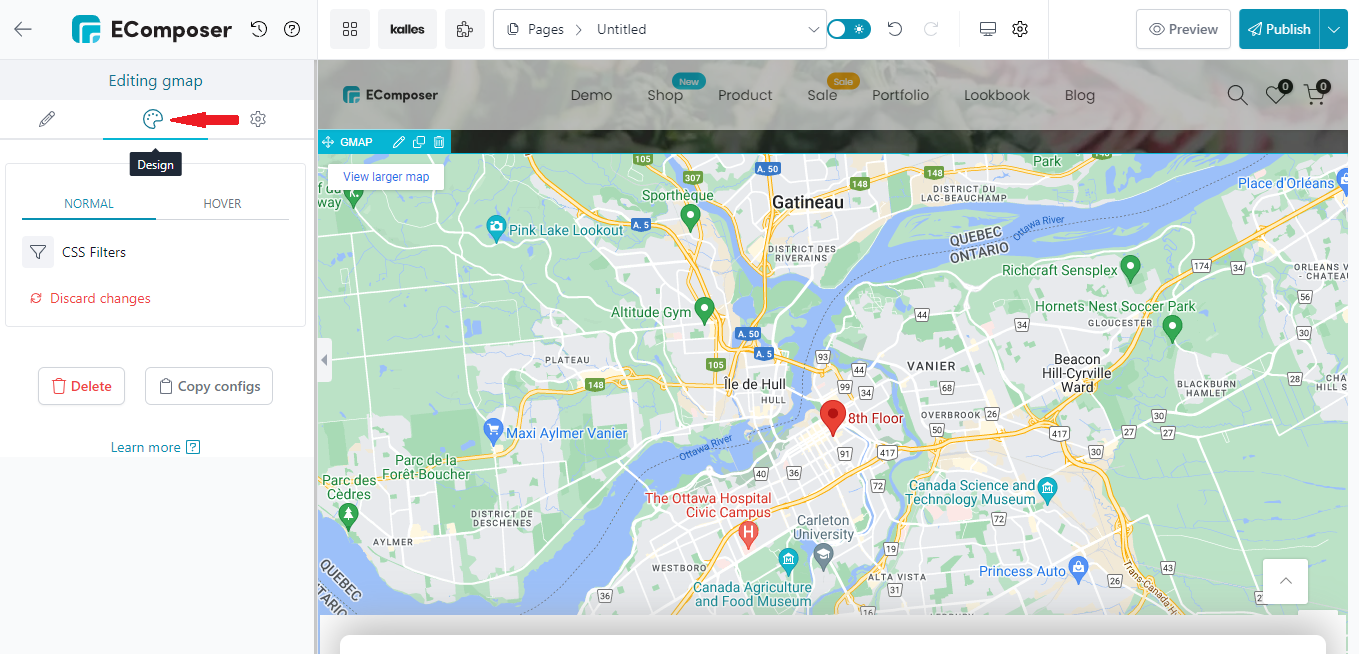 Design google map in Shopify contact us page