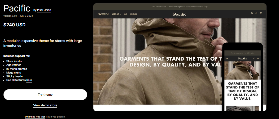 Best Converting Shopify Theme - Pacific