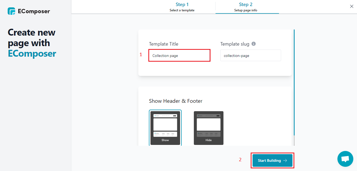 click start building collection template