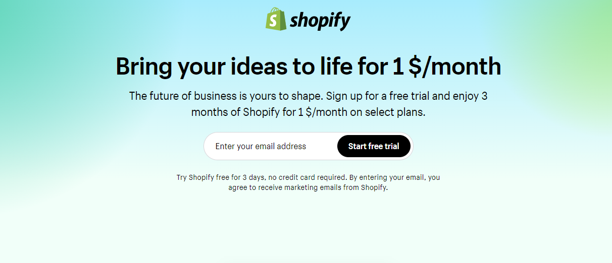 sign up Shopify account with only $1