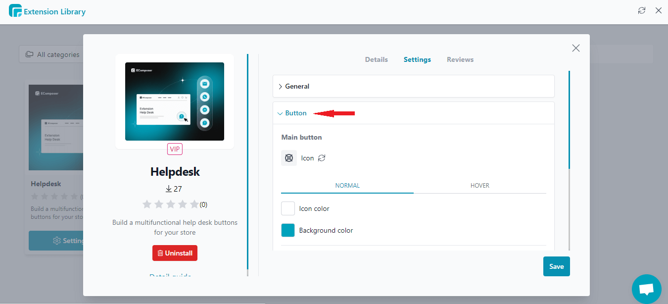 customize Shopify helpdesk button by EComposer