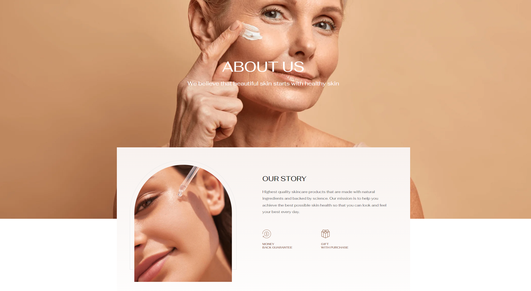 Skincare Free About us Page Template