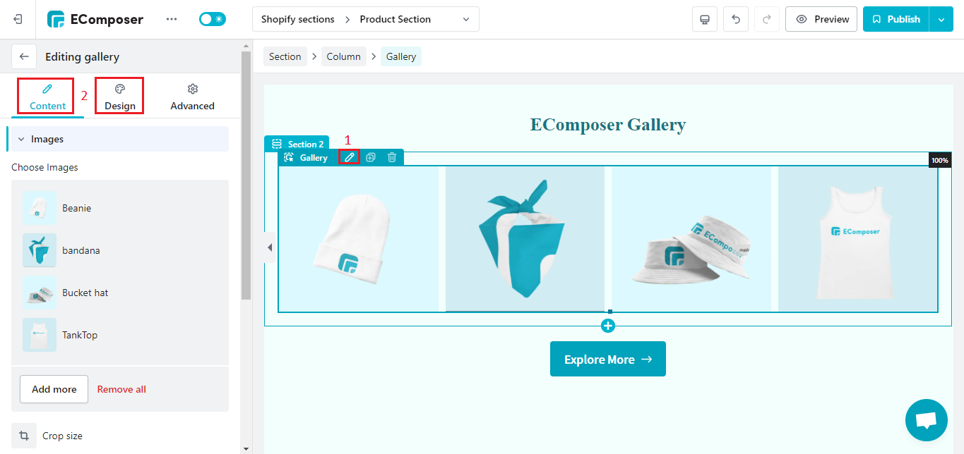 customize Shopify product section
