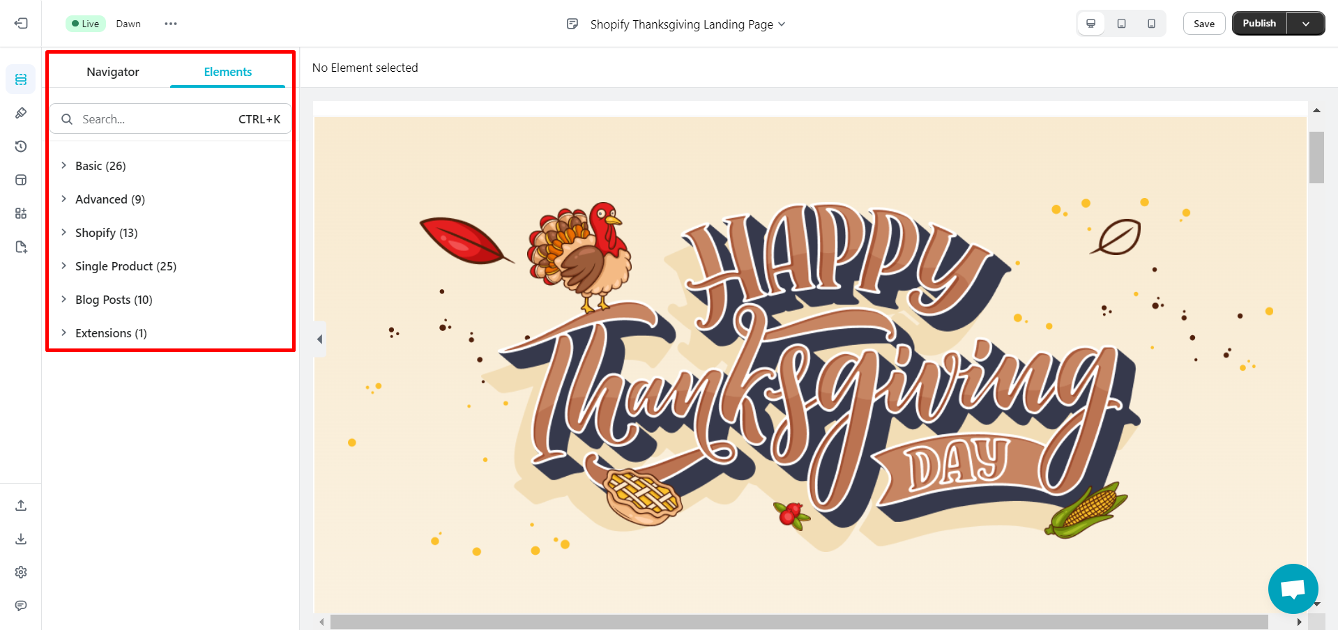 Thanksgiving Landing Page