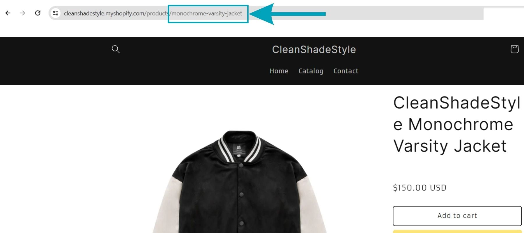 Example of product handle on Shopify
