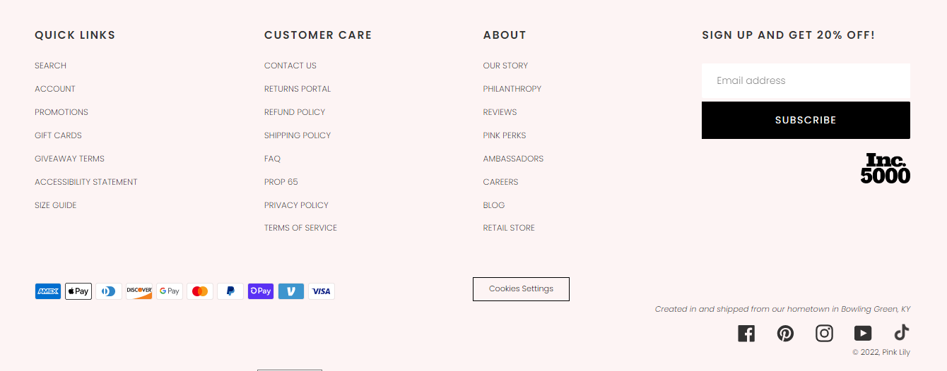 Shopify footer example
