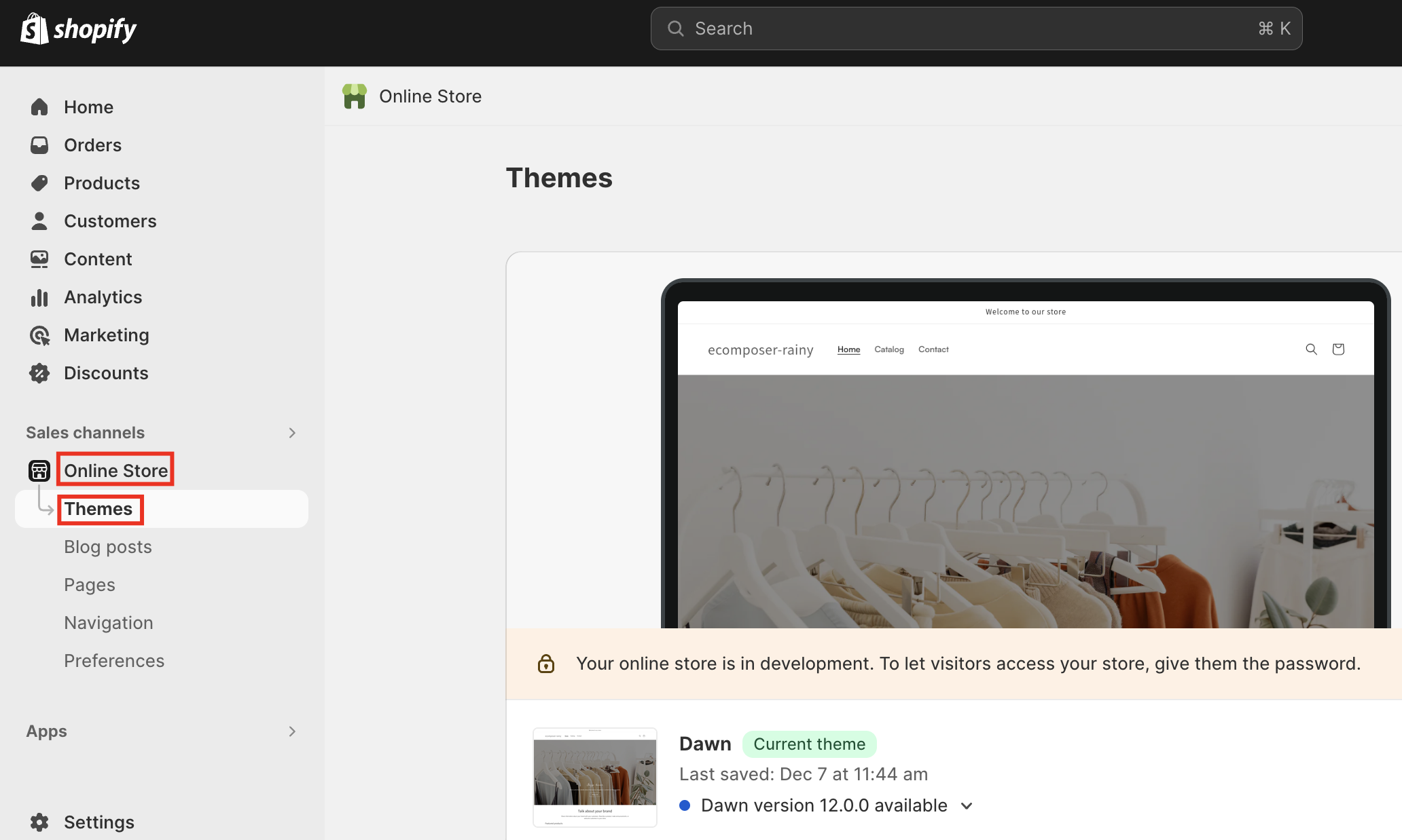 Navigate to the “Themes” section and Explore the theme store