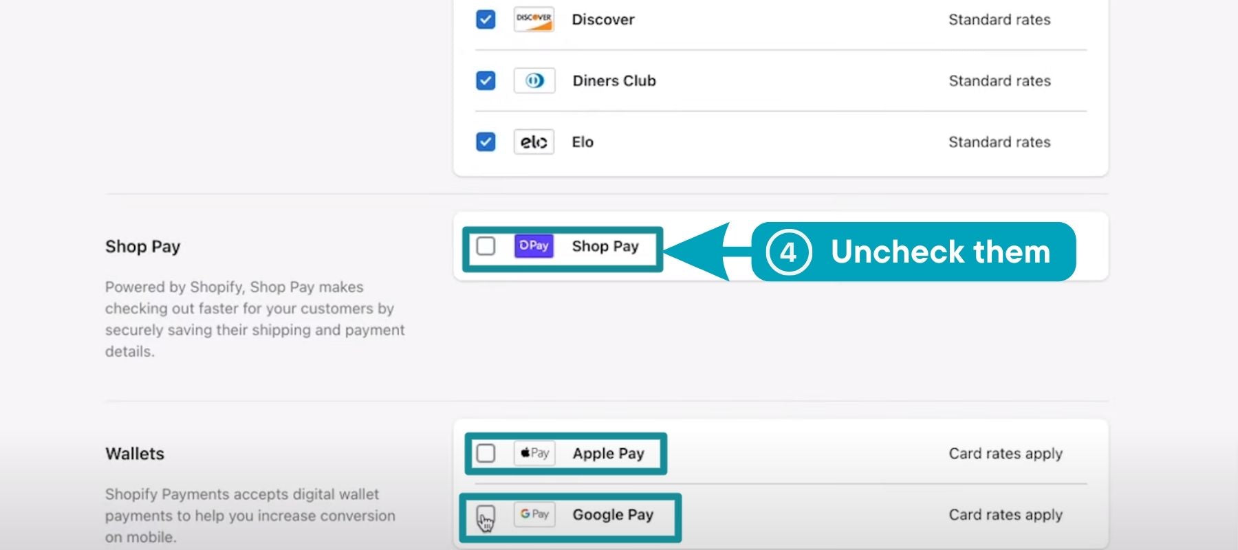 Disable Accelerated Payment Options