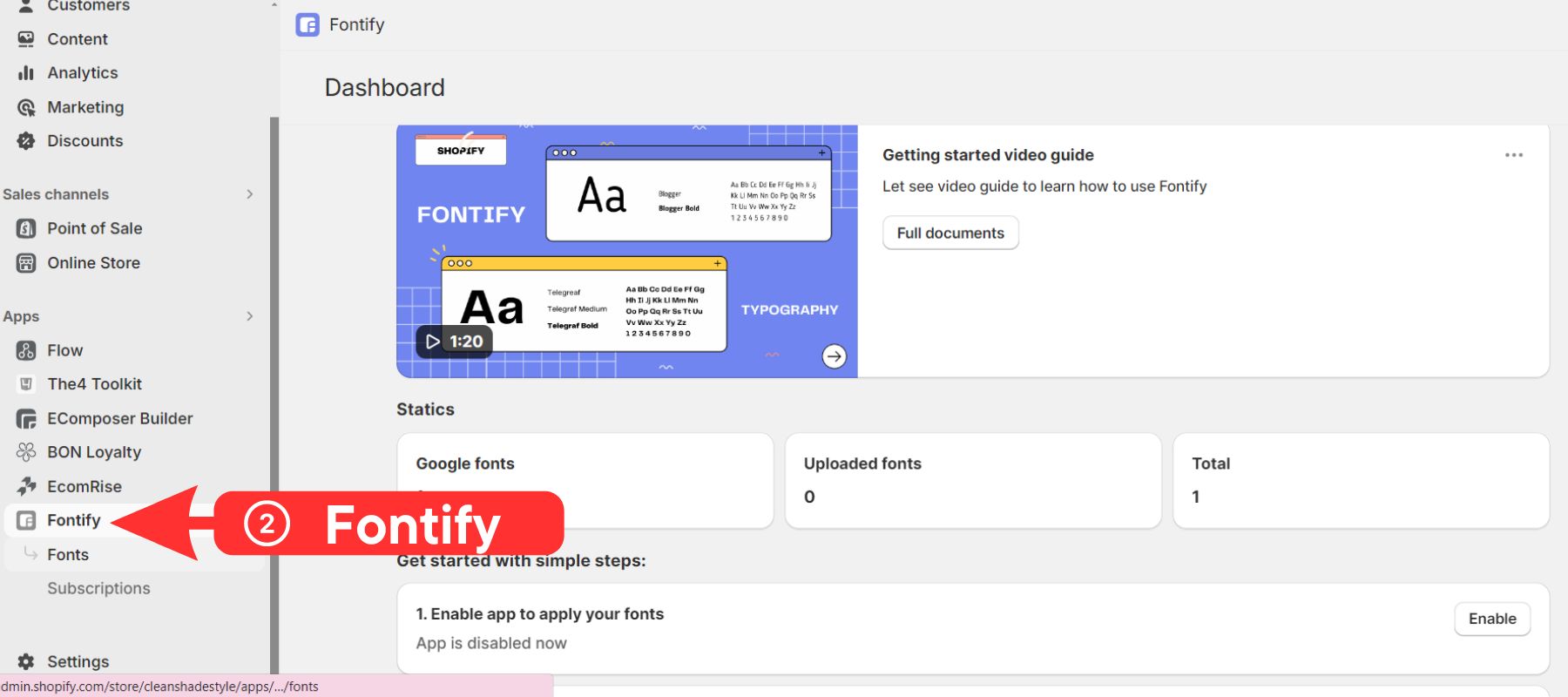Change fonts in the Fontify dashboard