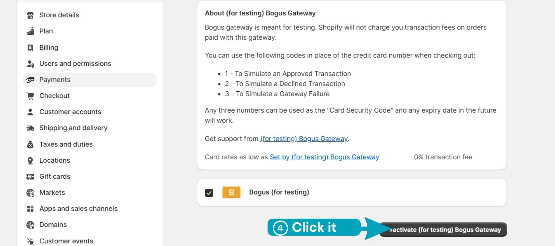 Use Shopify Bogus Payment Gateway to Test Payments