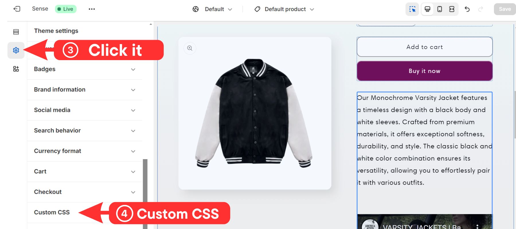 Using the theme editor built-in to change font color in Shopify store
