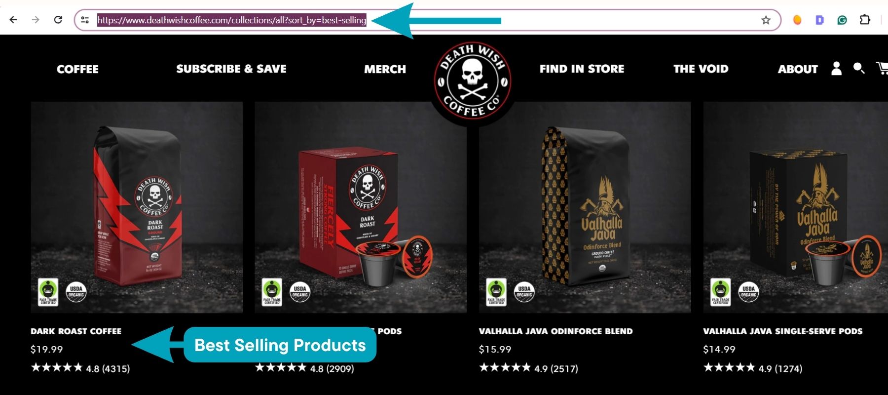 Death Wish Coffee's best selling products