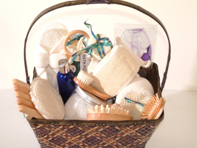 A Gift Basket with grooming items
