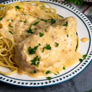 Crock Pot Angel Chicken on a Plate with Pasta
