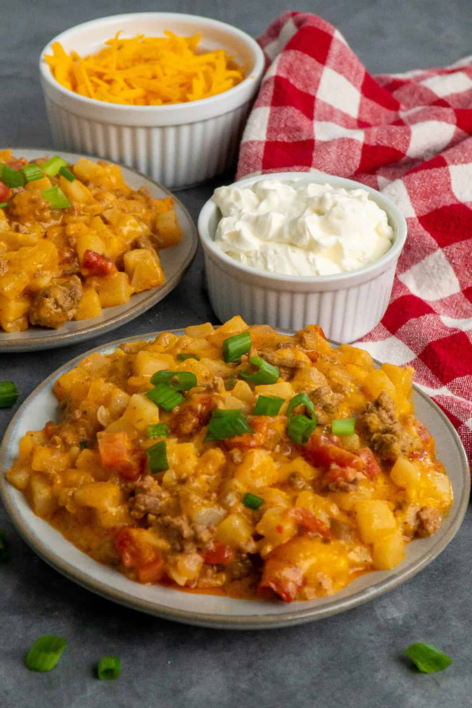 Crock Pot Beefy Potato Taco Casserole on a plate