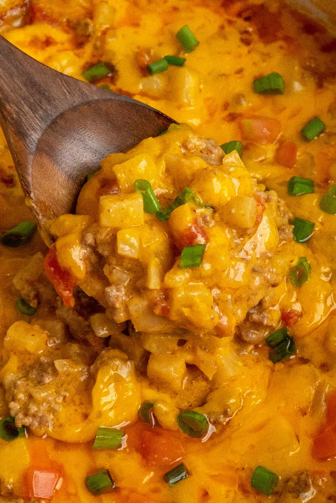 Crock Pot Cheesy Potatoe Taco Casserole