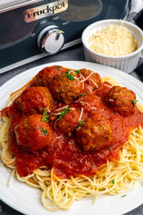 Plate of Meat Balls with Spaghetti on white plate