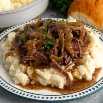 French's Onion Pot Roast in Mashed Potatoes