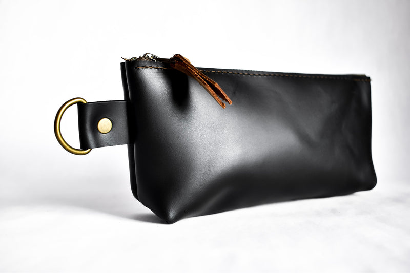 black leather pencil pouch