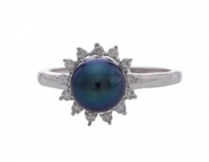 Pearl & Diamond Sun-Shaped Finger Ring