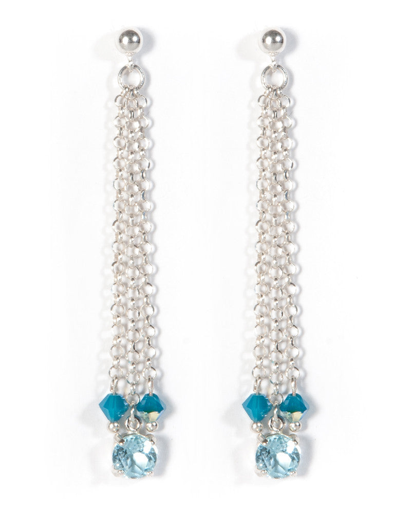 Silver Multi Strand Earrings with Blue Topaz – JitterbugJewellery