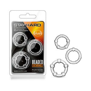 Stay Hard Beaded Cockrings 3-Piece Set Clear - Swell