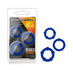 Stay Hard Beaded Cockrings 3-Piece Set Blue - Swell