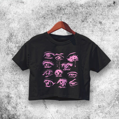 Anime Eye Girls Crop Top Anime Eye Shirt Aesthetic Y2K Shirt - WorldWideShirt