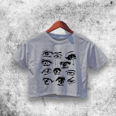 Anime Eye Girls Crop Top Anime Eye Shirt Aesthetic Y2K Shirt - WorldWideShirt