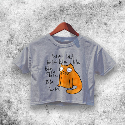 Bla Bla Bla Cat Crop Top Funny Cat Shirt Aesthetic Y2K Shirt - WorldWideShirt