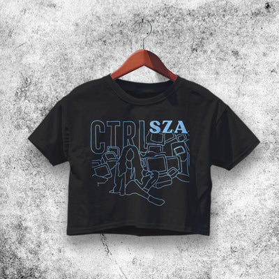 CTRL Line Art Graphic Crop Top SZA Shirt Aesthetic Y2K Shirt - WorldWideShirt