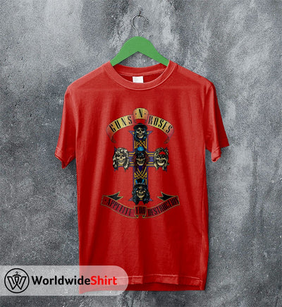 1988 Appetite For Destruction Tour T-Shirt Guns N Roses Shirt Rock Band - WorldWideShirt