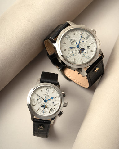 【多功能機械腕錶 - CELLINI 】 CELLINI DES VOEUX 推出42mm＆34mm 尺寸， 配上深色沉穩的真皮錶帶， 不論男女或是挑選情侶對錶， 都是最經典的選擇。