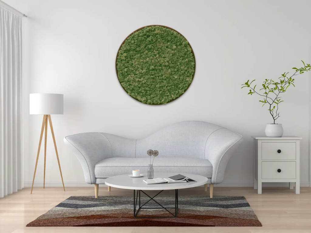 Mossaro moss fram on the wall of luxury home interior