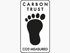 It shows the carbon footprint certification label obtained for the LG Electronics wall split air conditioner.