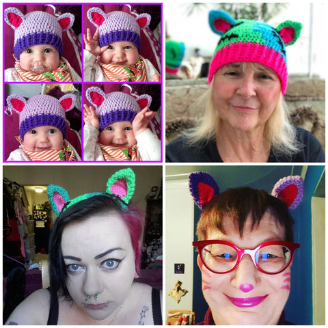 Collage image of different customers wearing various VelvetVolcano products