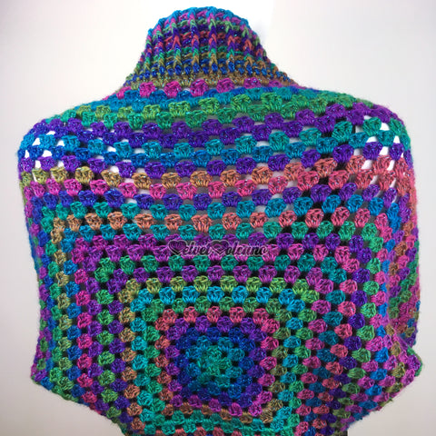 Dark Rainbow Granny Square Crochet Shrug by VelvetVolcano