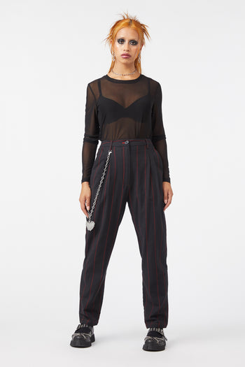 Bershka Pleat Top Slouchy Pants in Black