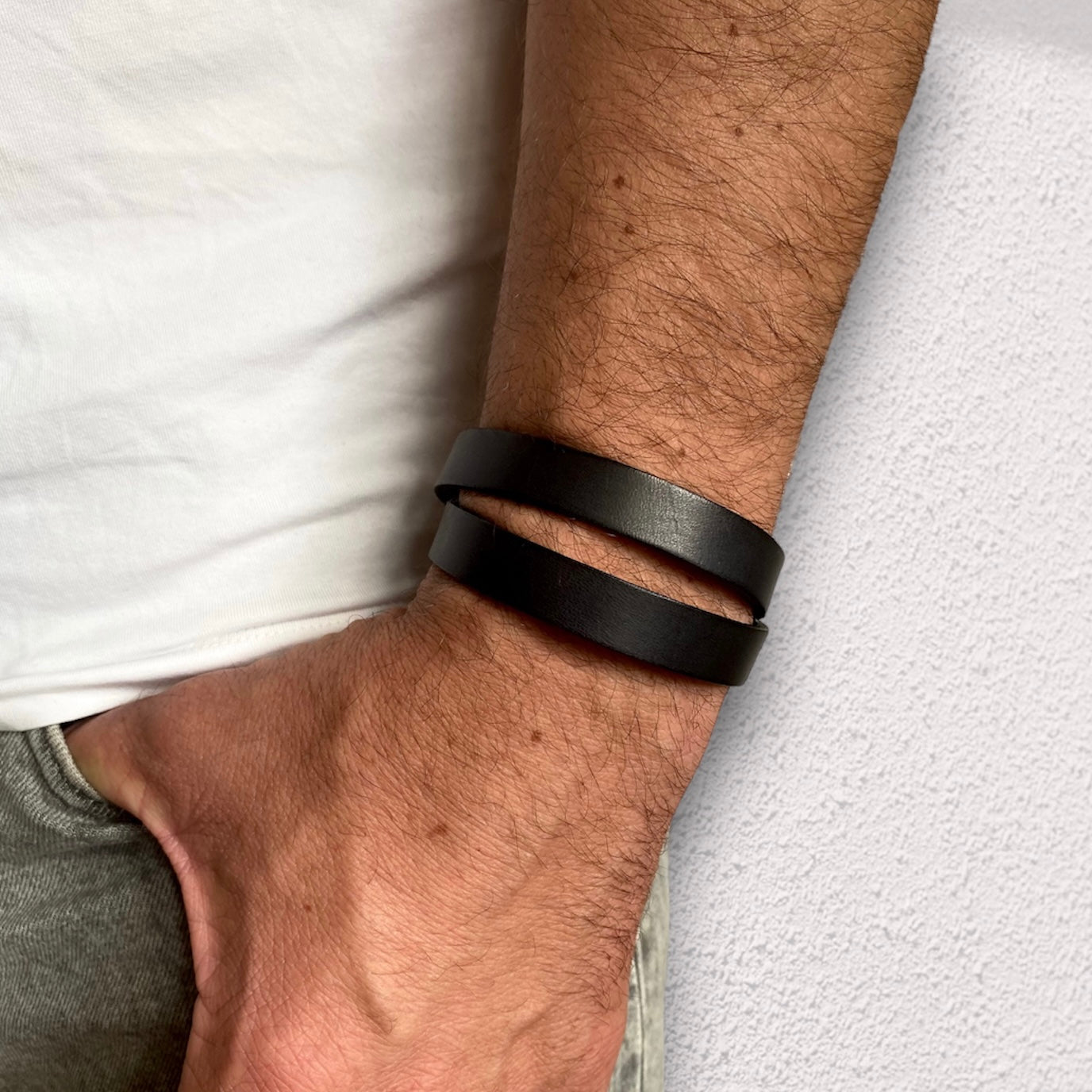Sl double wrap leather bracelet - Saint Laurent - Men | Luisaviaroma