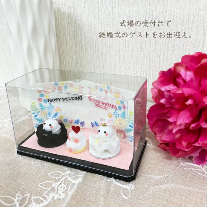 うさぎのちりめん細工 古布 縮緬 ミニチュアの重箱 几帳もセットで-