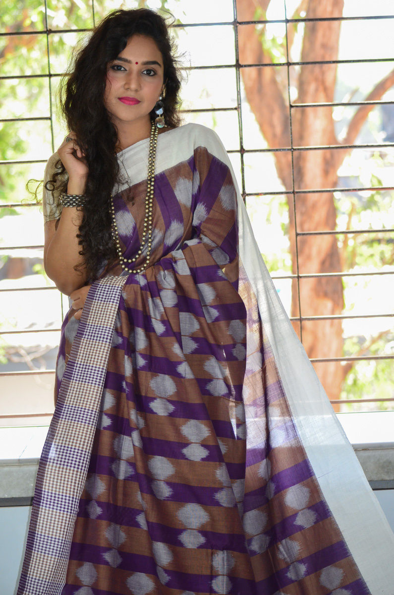 Pure Mercerised Cotton Double Ikat Pochampally Saree – Essence of ...