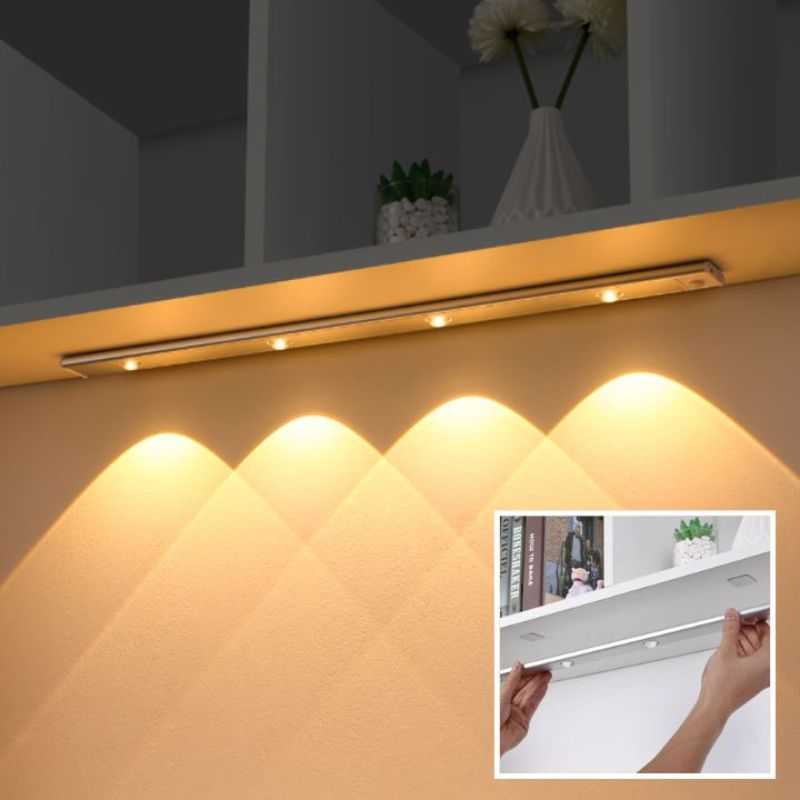 Accwork 54CM Reglette LED Cuisine Rechargeable sans Fil - 3000mAh & 208LM,  3 Couleurs Eclairage 3000-6500K, Lumiere Détecteur de Mouvement Intérieur,  Veilleuse pour Placard, Couloir, Escalier : : Luminaires et  Éclairage