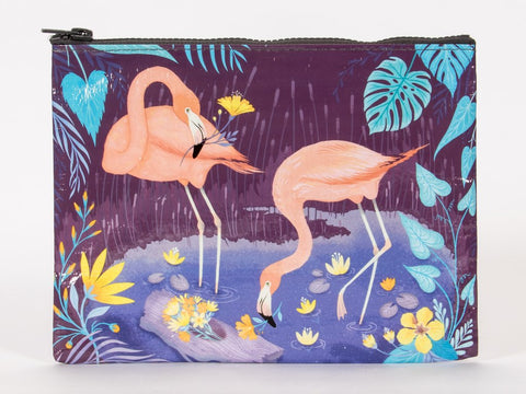 Flamingo Zipper Pouch in Blue and Violet - $6.99