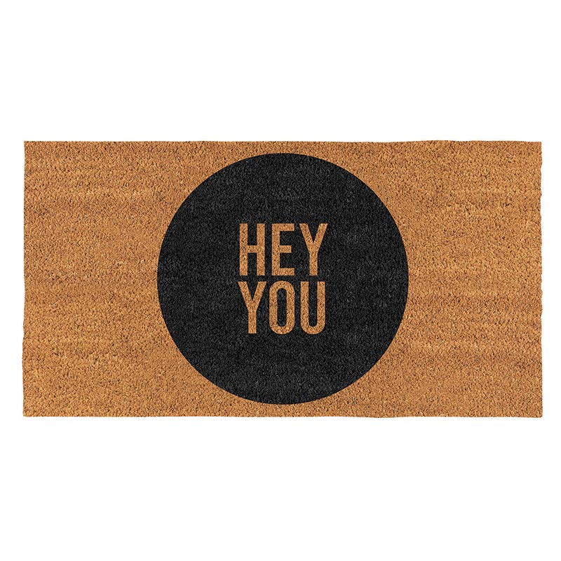 Set Of 2 Hey You Large Coir Door Mat | 30" x 16"