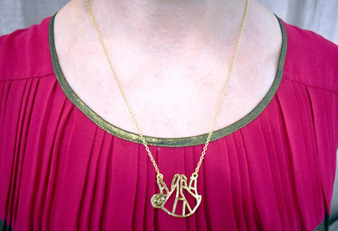 Shiny Lazy Sloth Necklace in Gold or Silver - $8.95